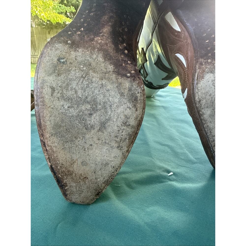 Old Gringo Brown White Leather Cowboy Boots Women’s 7.5B Handmade Western - Picture 9 of 13